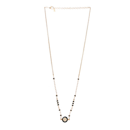Chanel Metal Enamel Pearl CC Necklace Gold Black White 3 of 6