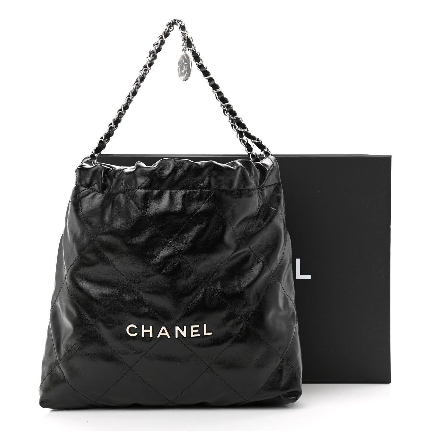 Shiny Calfskin Quilted Chanel 22 Black