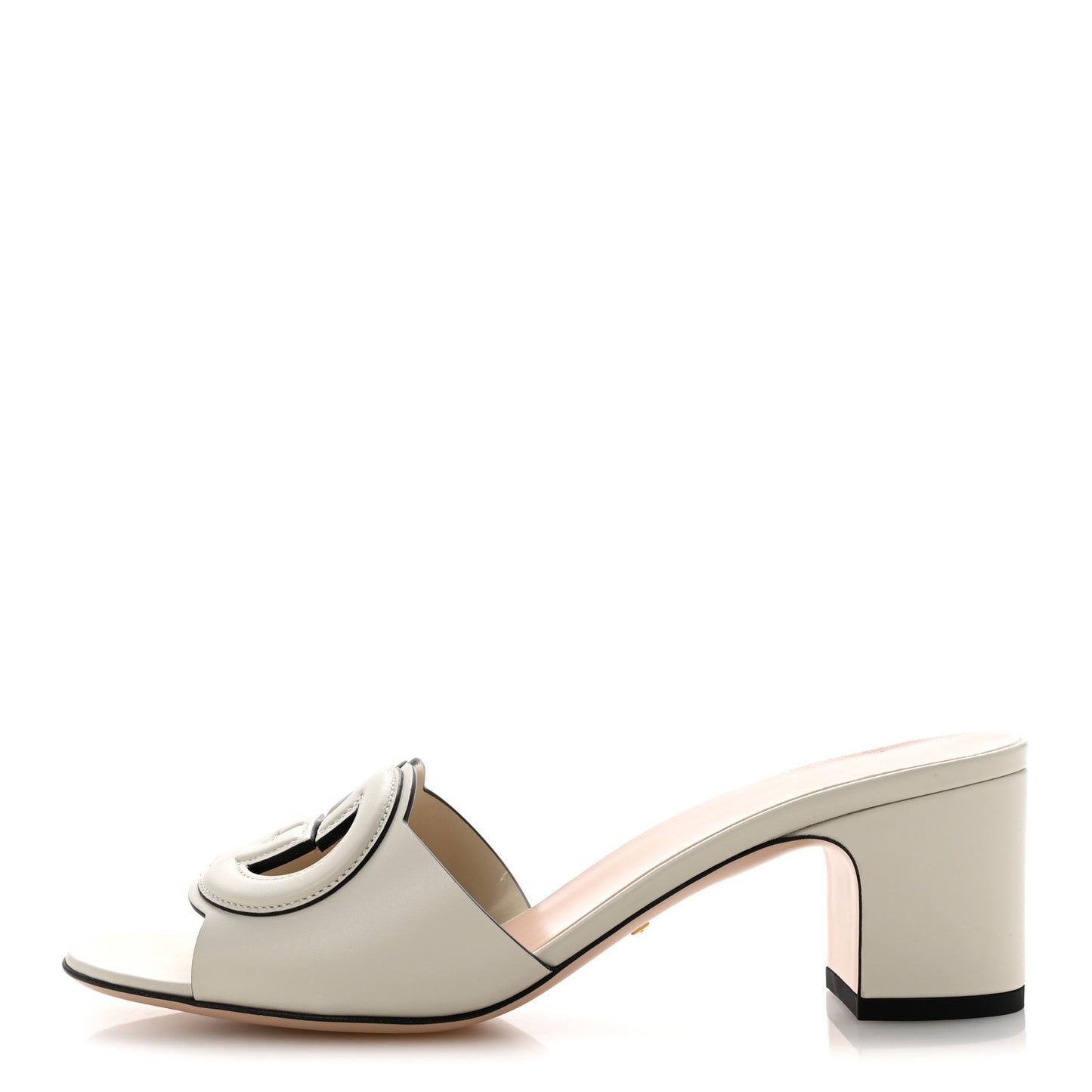 Sierra Calfskin Interlocking G Cut Out Slide Sandals 39.5 Mystic White