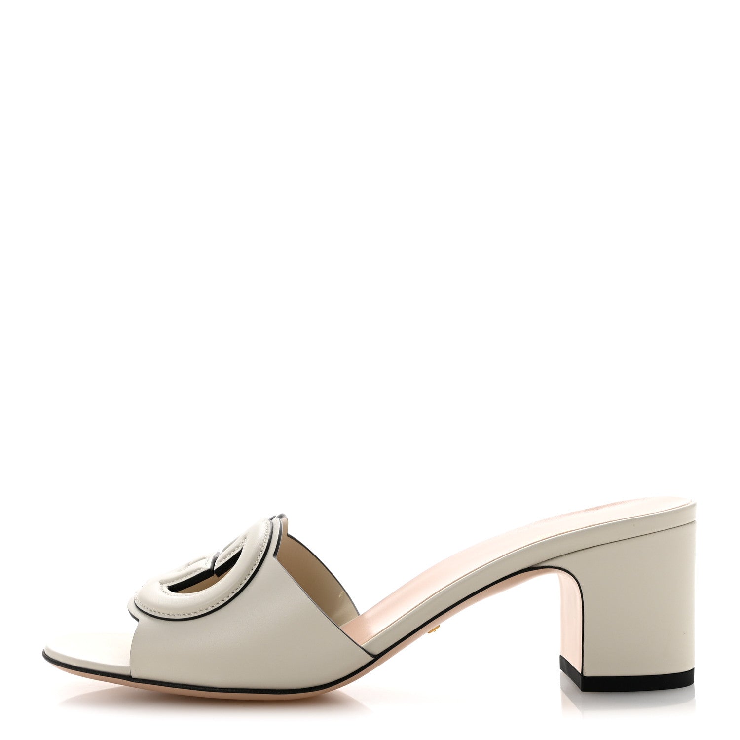 Gucci Sierra Calfskin Interlocking G Cut Out Slide Sandals 39.5 Mystic White 1 of 10