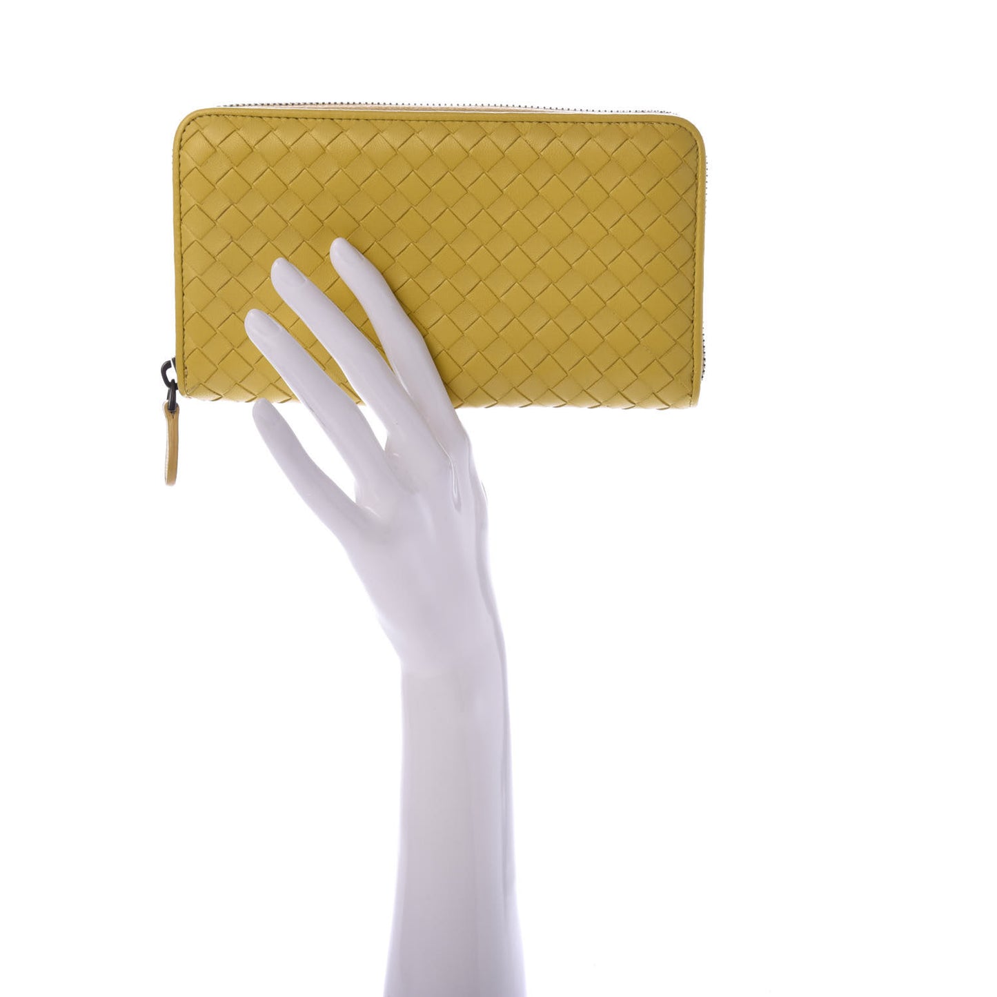Nappa Intrecciato Zip Around Wallet Moutarde