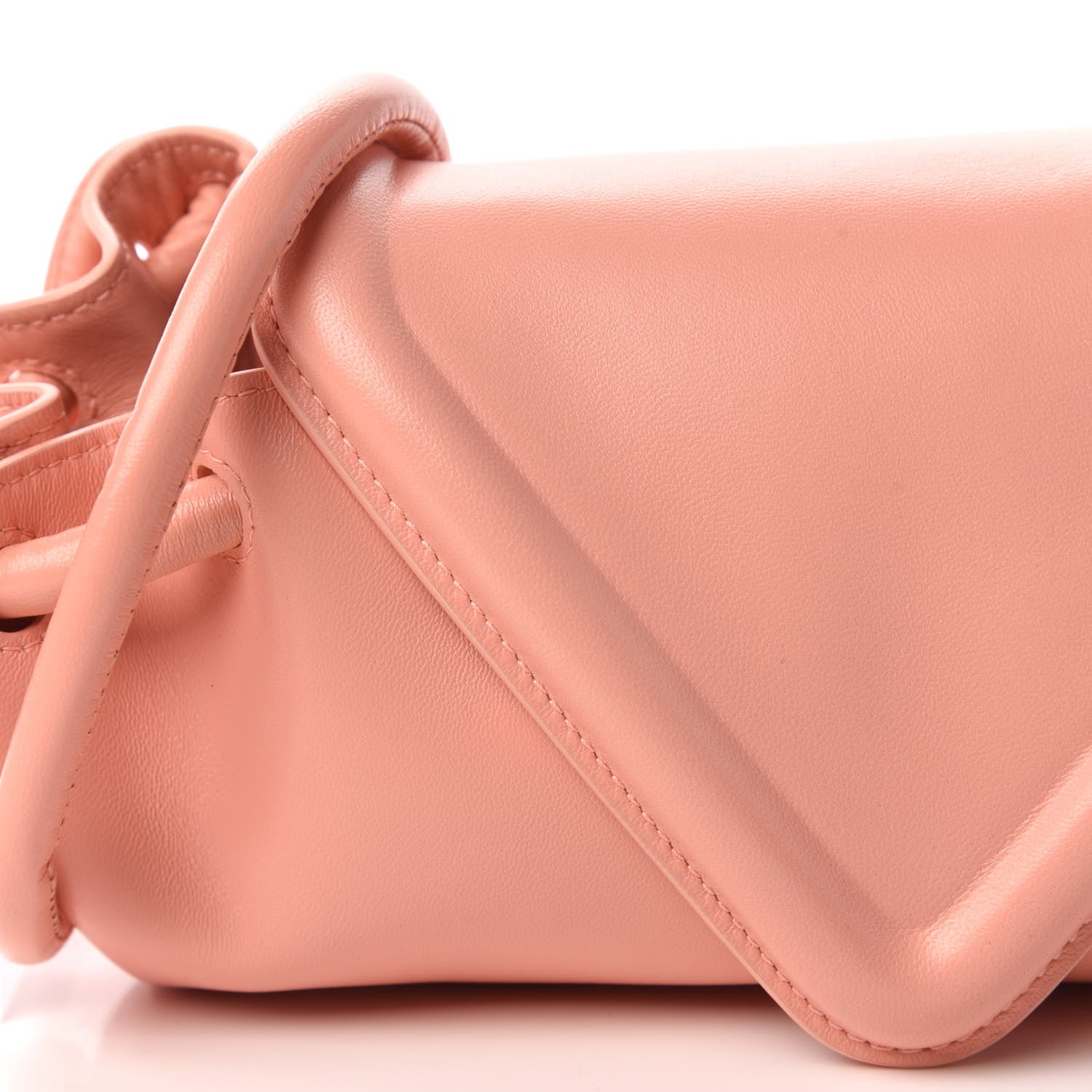 Bottega Veneta Lambskin Small Beak Triangle Flap Shoulder Bag Peachy Silver 9 of 9