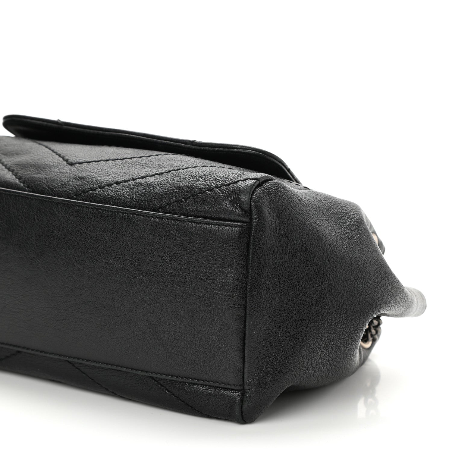 Saint Laurent Pebbled Lambskin Chevron Monogram Small Nolita Black 8 of 8