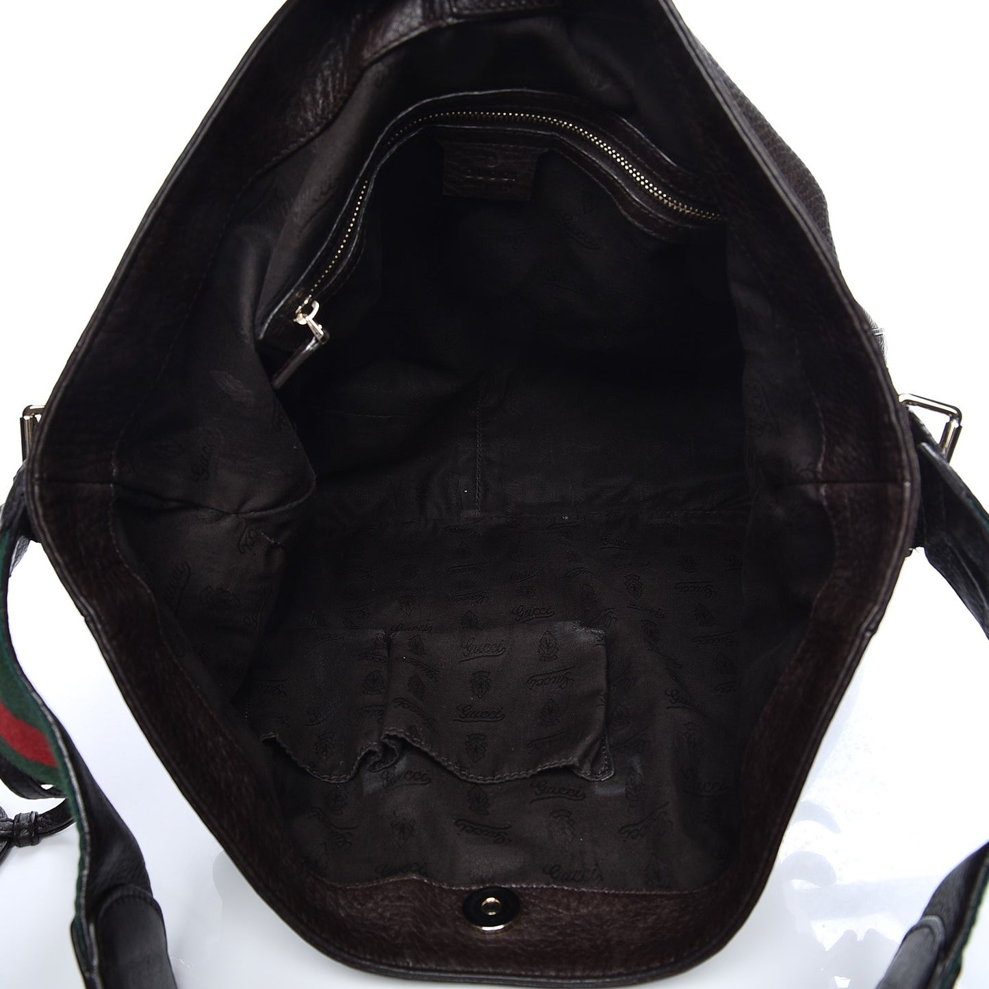 Calfskin Web Heritage Shoulder Bag Dark Brown
