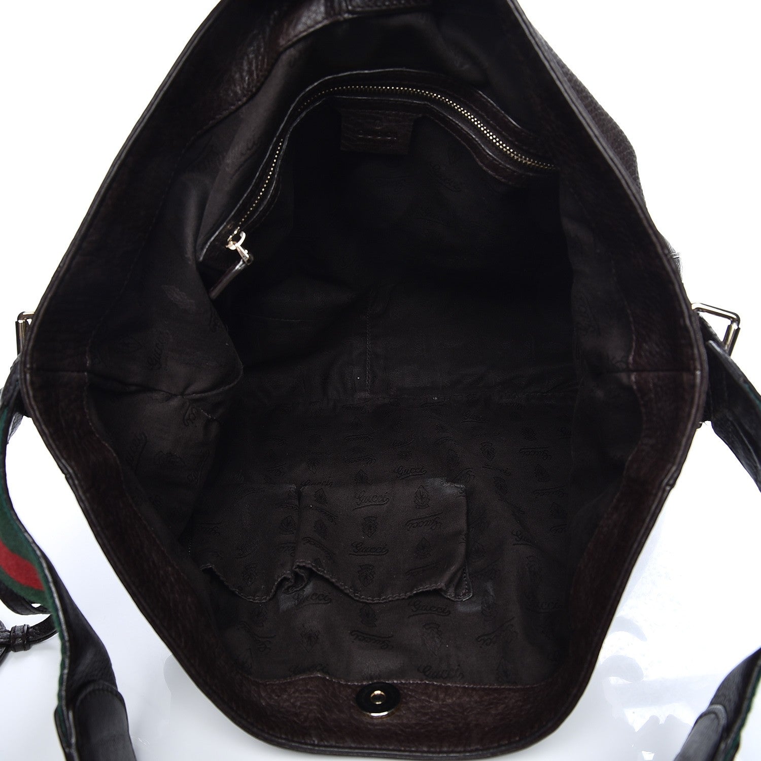 Gucci Calfskin Web Heritage Shoulder Bag Dark Brown 5 of 16