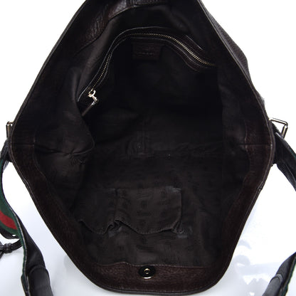 Gucci Calfskin Web Heritage Shoulder Bag Dark Brown 5 of 16