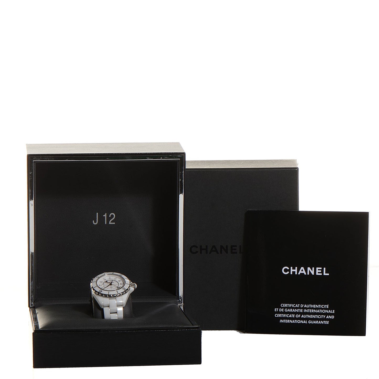 Stainless Steel Ceramic Diamond 33mm J12 Quartz Watch White