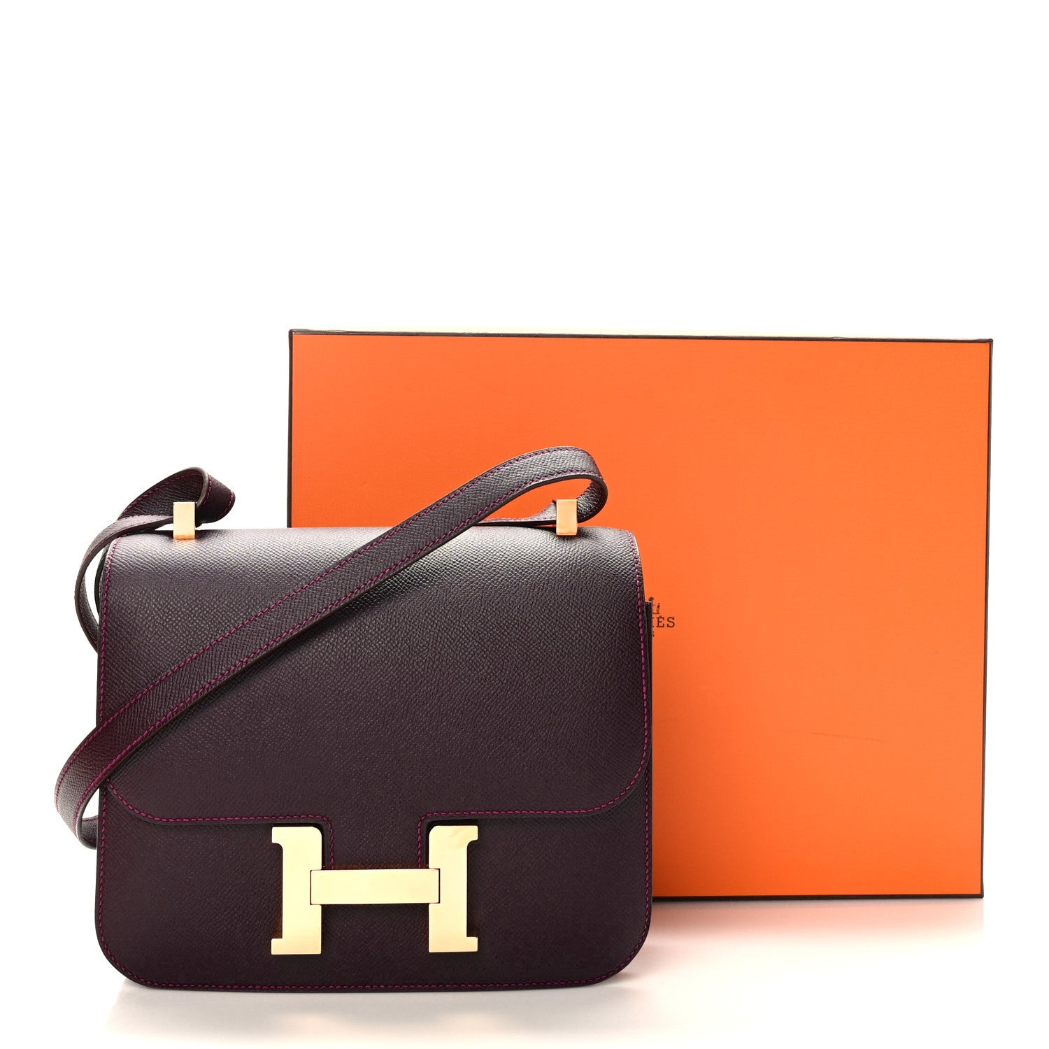 Hermes Epsom Horseshoe Constance 24 Raisin Gris Mouette 3 of 10