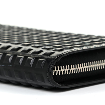 Balenciaga Calfskin Grid Embossed Zip Around Wallet Black 11 of 18