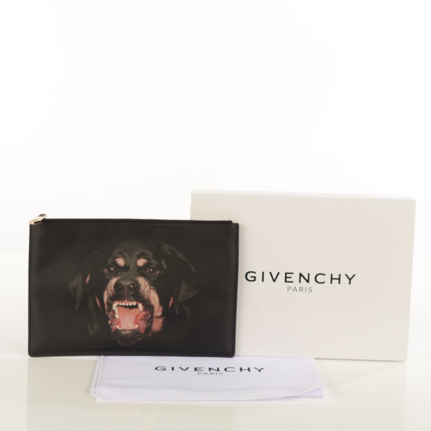 Givenchy Texutured Coated Canvas Rottweiler Print Medium Cosmetic Pouch Black 5 of 8