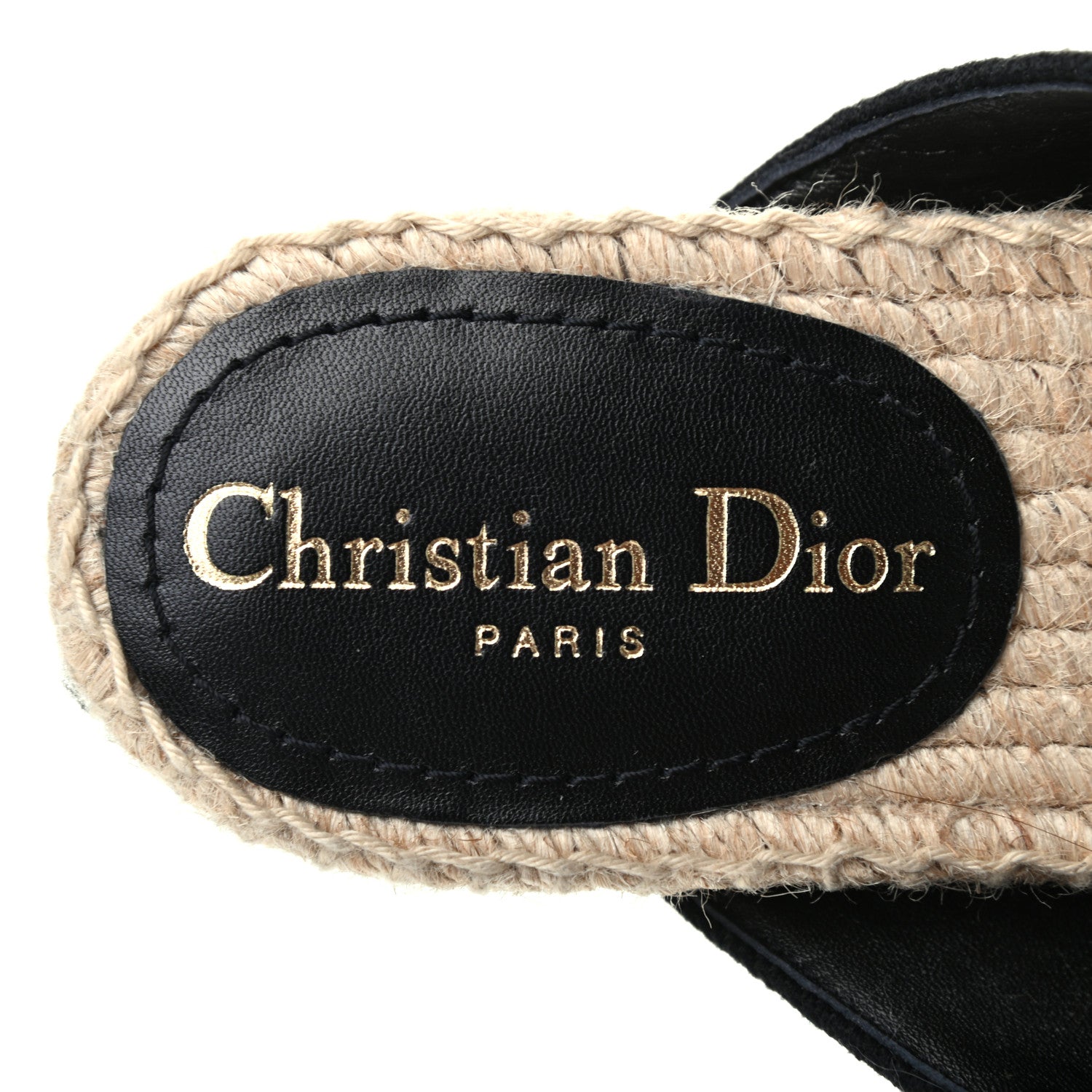 Christian Dior Canvas Embroidered Granville Espadrille Crisscross Flat Slide Sandals 35 Black 7 of 8