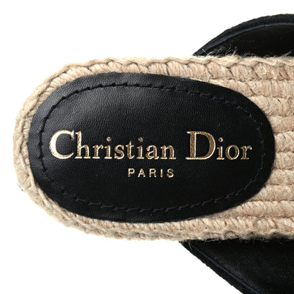 Christian Dior Canvas Embroidered Granville Espadrille Crisscross Flat Slide Sandals 35 Black 7 of 8