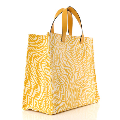Fendi X SARAH COLEMAN Glazed Canvas Vitello King FF Vertigo Shopping Tote Bag Mimosa White 3 of 11