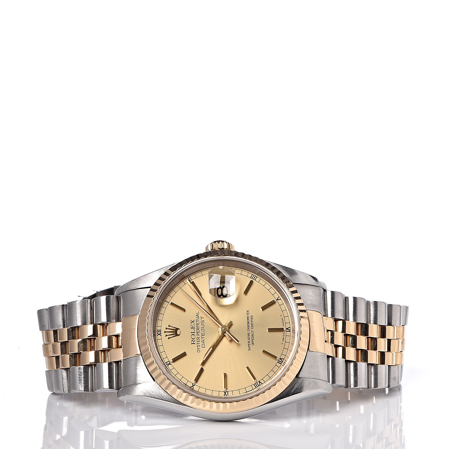 Rolex Stainless Steel 18K Yellow Gold 36mm Oyster Perpetual Datejust Watch Champagne 16233 3 of 6