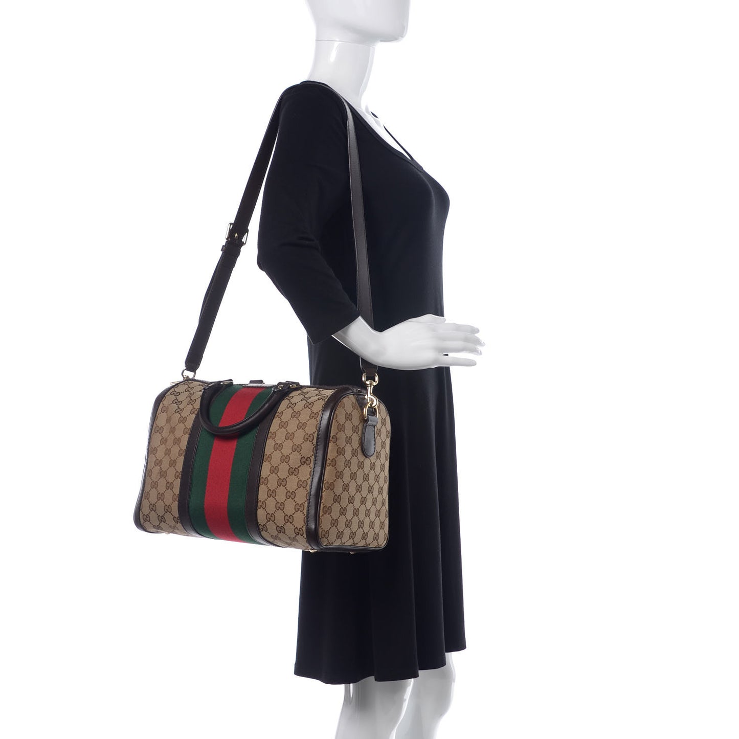 Monogram Vintage Web Medium Boston Dark Brown