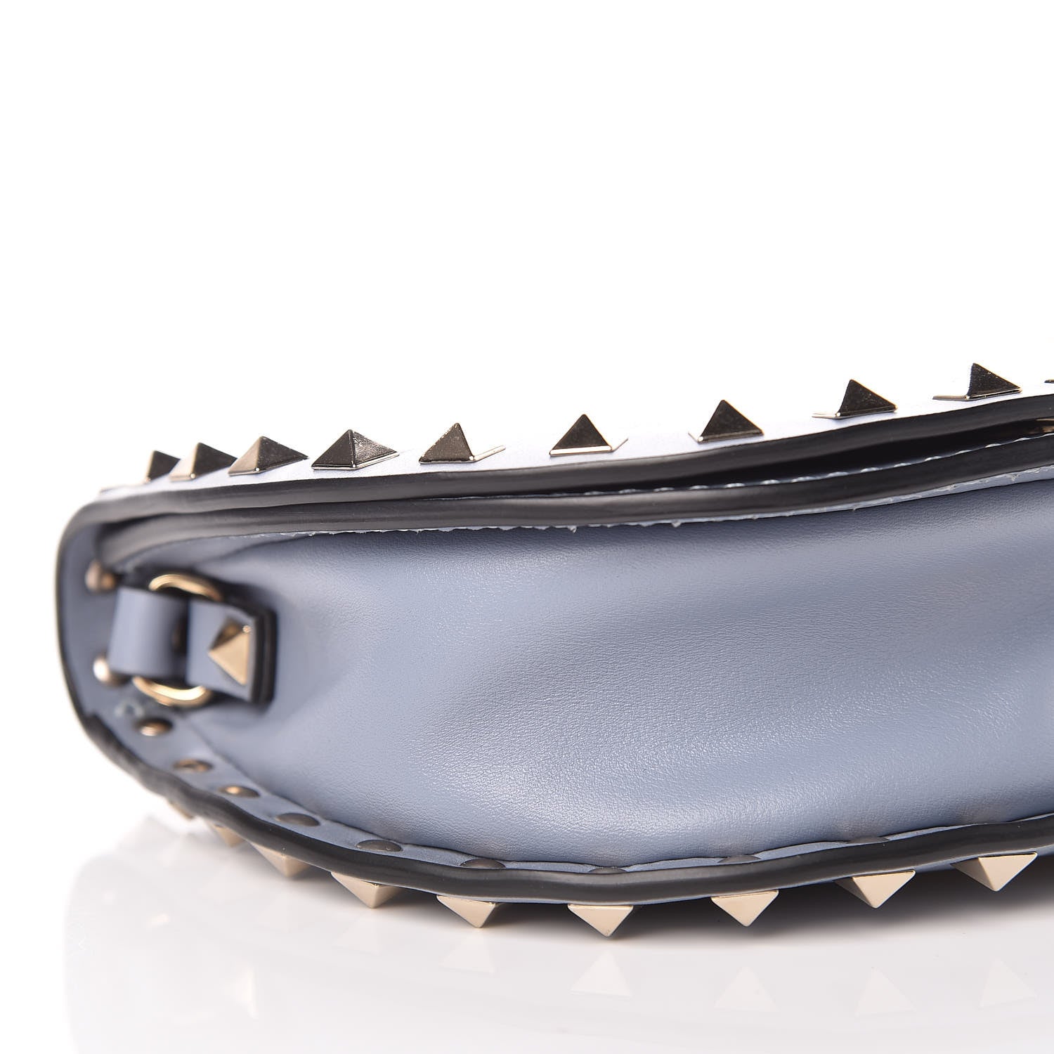 Valentino Garavani Vitello Mini Rockstud Halfmoon Saddle Bag Grey Blue 5 of 10