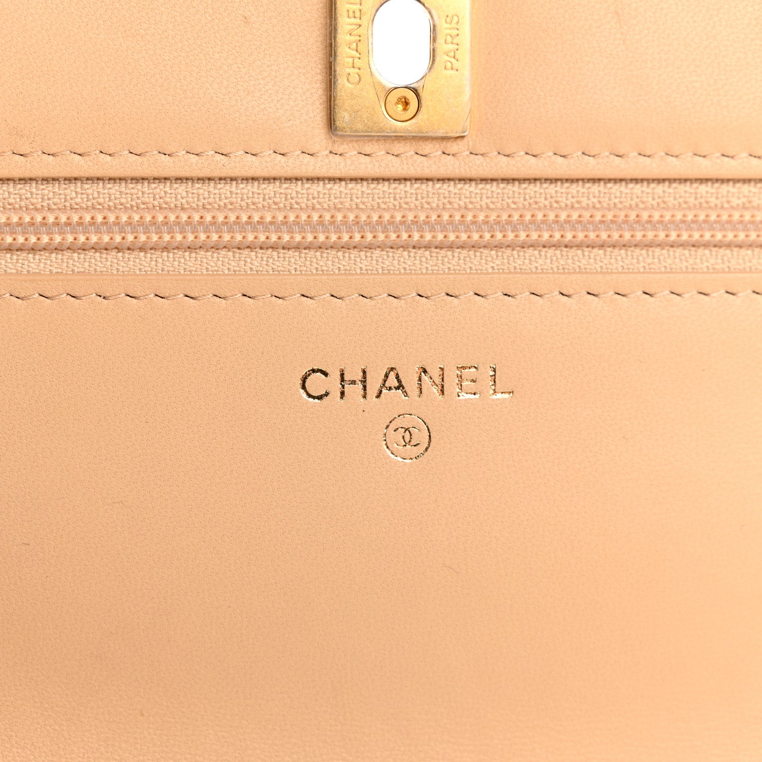 Chanel Lambskin Quilted CC Pearl Crush Wallet on Chain WOC Light Beige 6 of 12