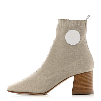 Hermes Knit Calfskin Volver 60 Ankle Boots 38 Nocciola 1 of 9