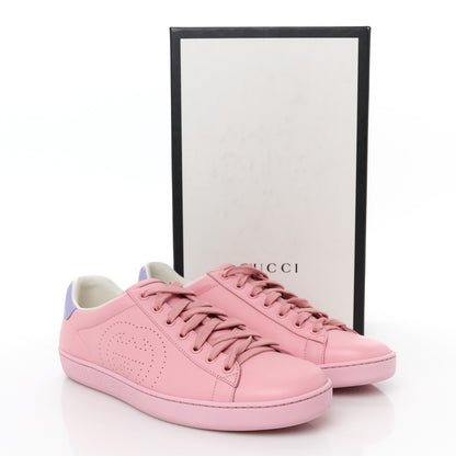 Gucci Miro Soft Calfskin Interlocking G Perforated Womens Ace Sneakers 39.5 Wild Rose Lapis 9 of 9