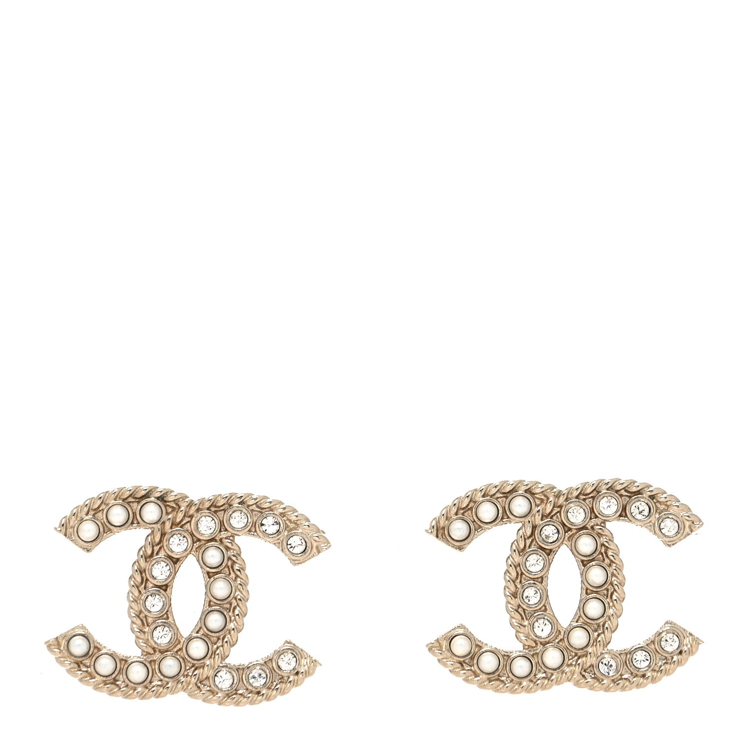 Chanel Pearl Crystal April In Paris CC Earrings Light Gold 1 of 4