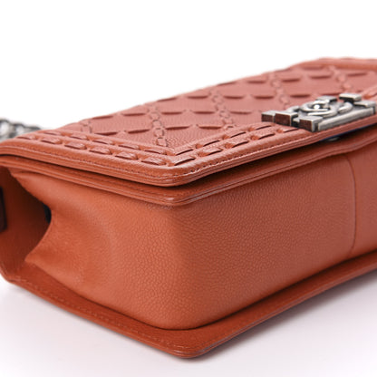 Chanel Caviar Stitched Medium Boy Flap Dark Orange 6 of 10