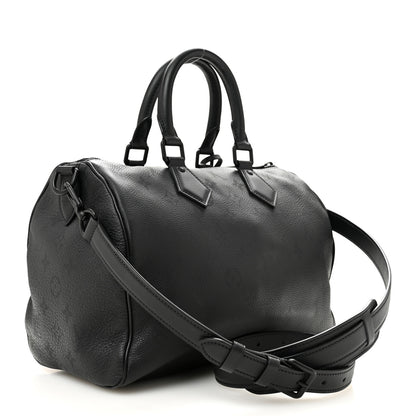 Louis Vuitton Calfskin Monogram Speedy P9 Bandouliere 30 Ultra Black 3 of 10