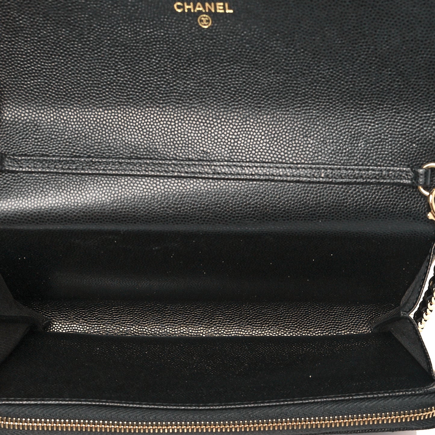 Caviar Quilted Phone Holder Wallet on Removable Chain Black