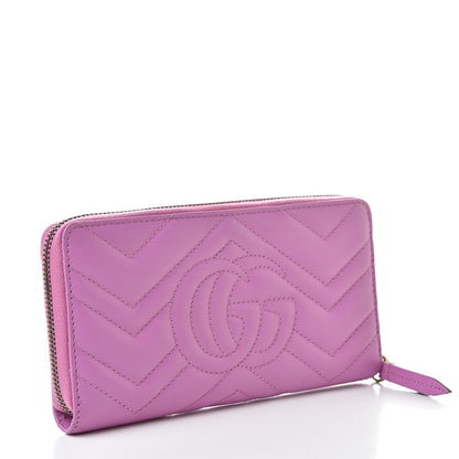 Gucci Calfskin Matelasse GG Marmont Zip Around Wallet Candy Mousse 3 of 8