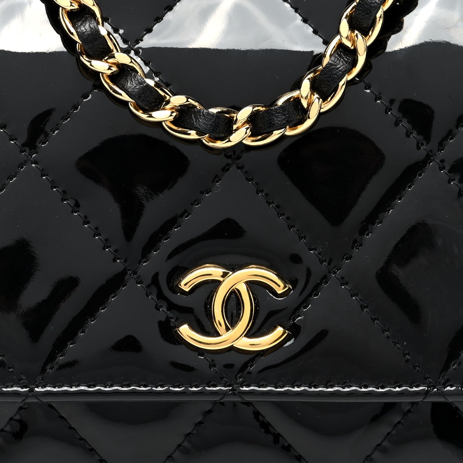 Chanel Patent Quilted Frame Clutch Flap With Chain Black 8 of 10