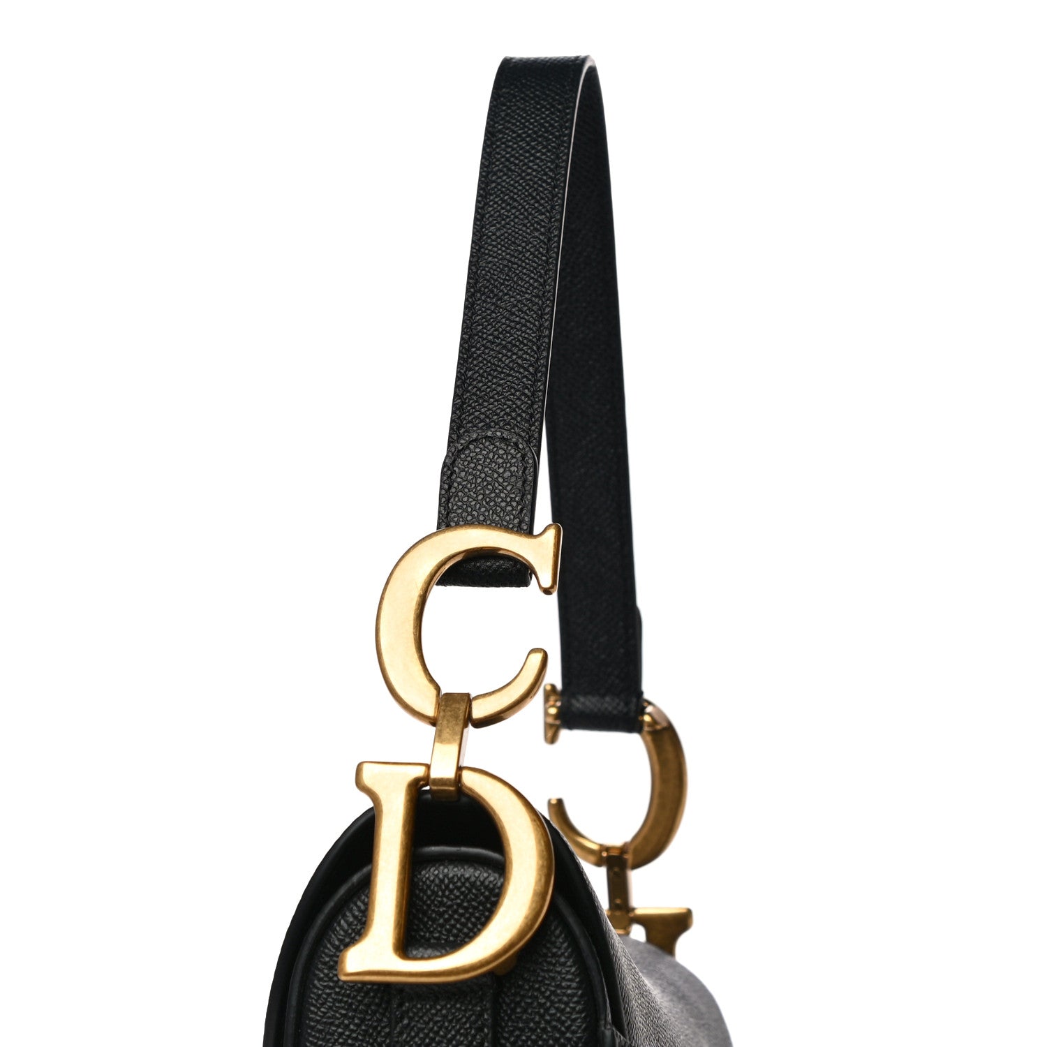 Christian Dior Grained Calfskin Saddle Bag Black 10 of 13