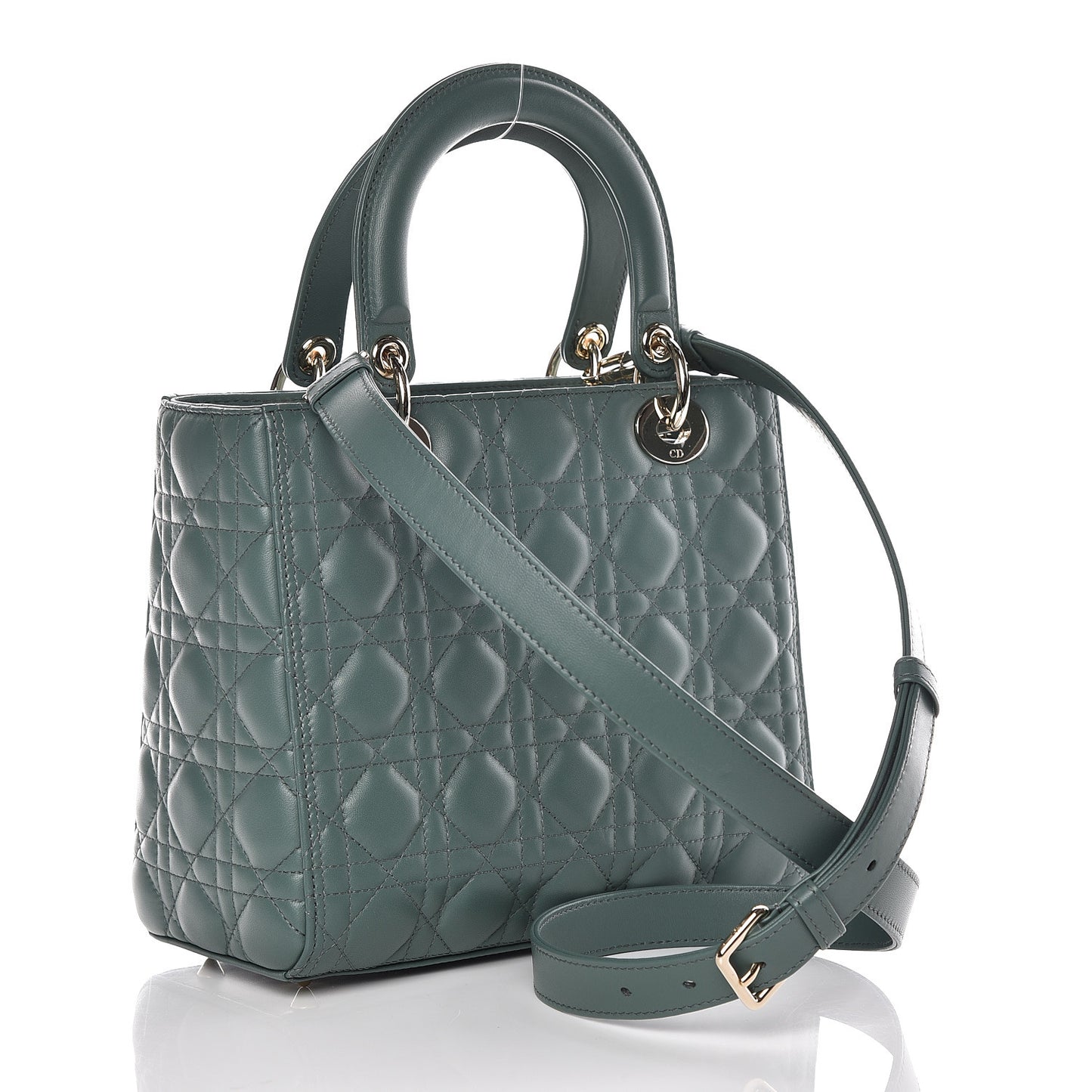 Lambskin Cannage Medium Lady Dior Storm Blue