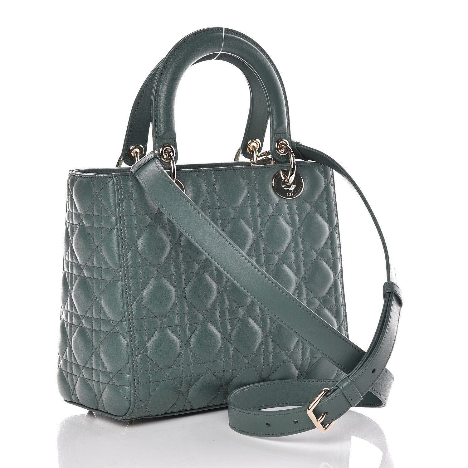 Christian Dior Lambskin Cannage Medium Lady Dior Storm Blue 3 of 10