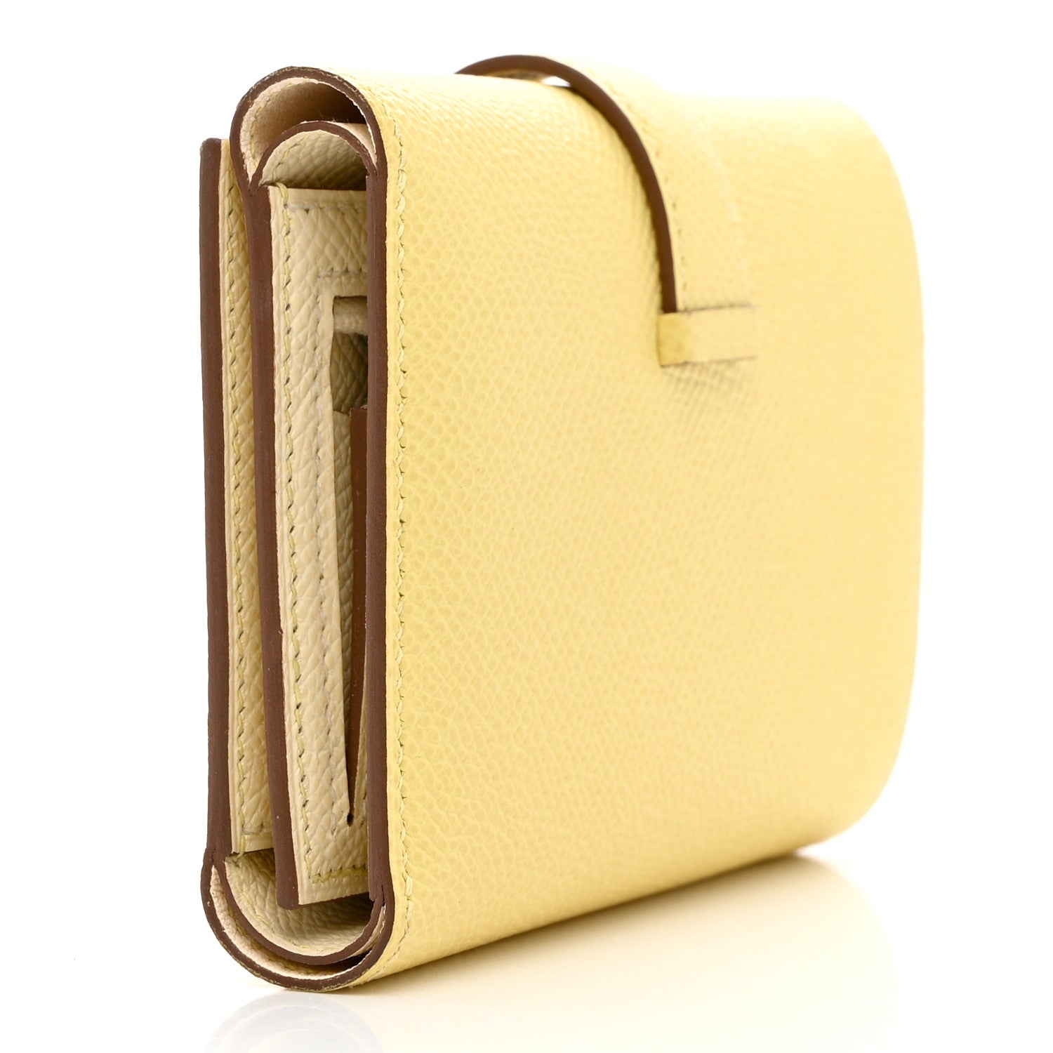Hermes Epsom Verso Tri-Fold Bearn Compact Wallet Jaune Poussin Nata 3 of 8