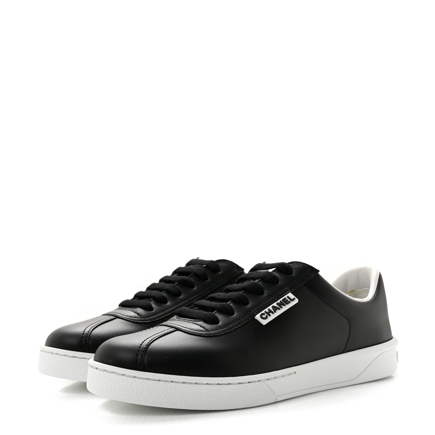 Chanel Calfskin CC Womens Sneakers 37 Black 4 of 10