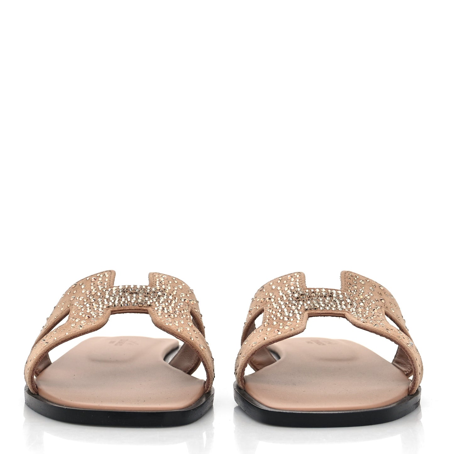 Suede Goatskin Rhinestone Oran Sandals 37.5 Rose Bois De Santal