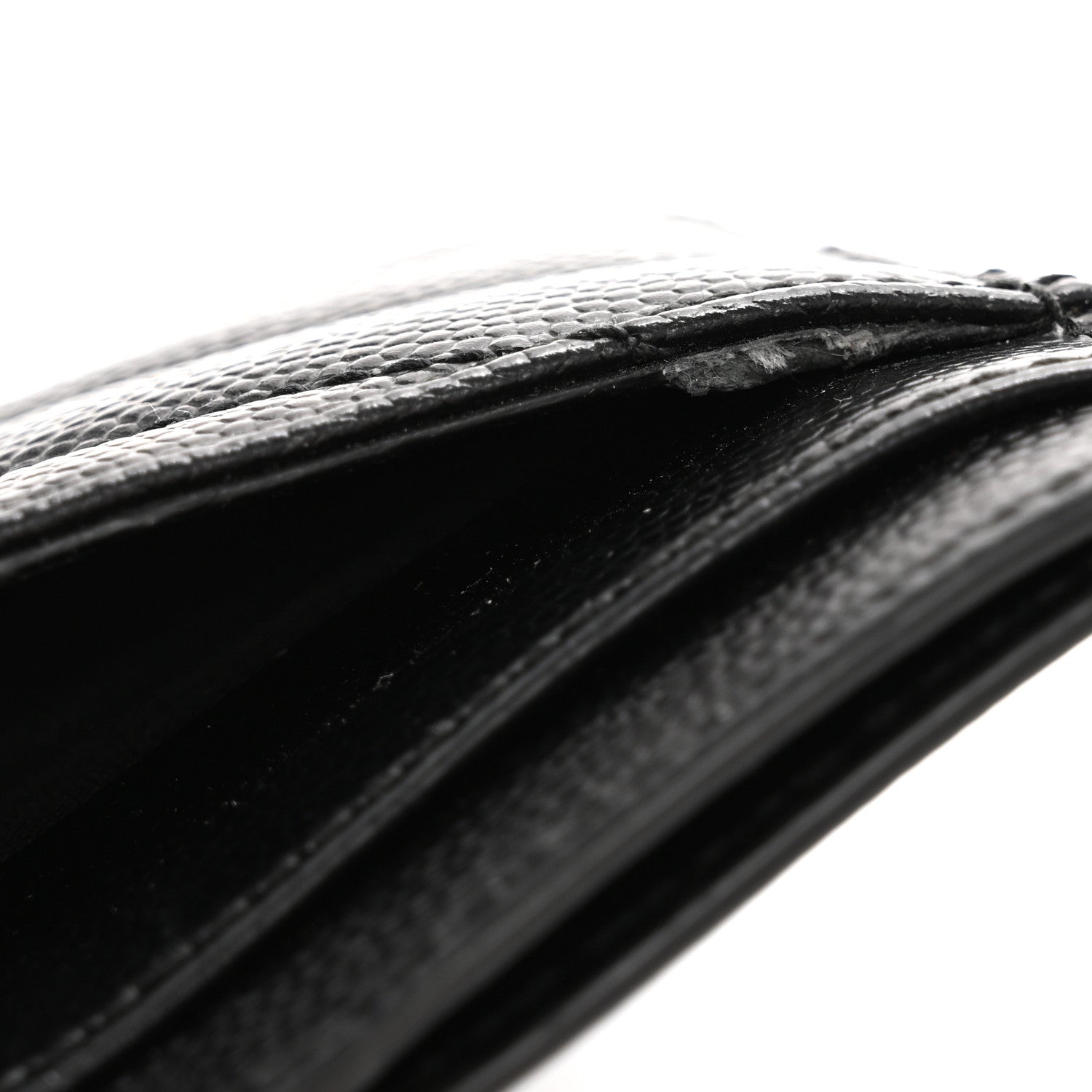 Saint Laurent Grain De Poudre Matelasse Chevron Monochrome Monogram Credit Card Case Black 9 of 10