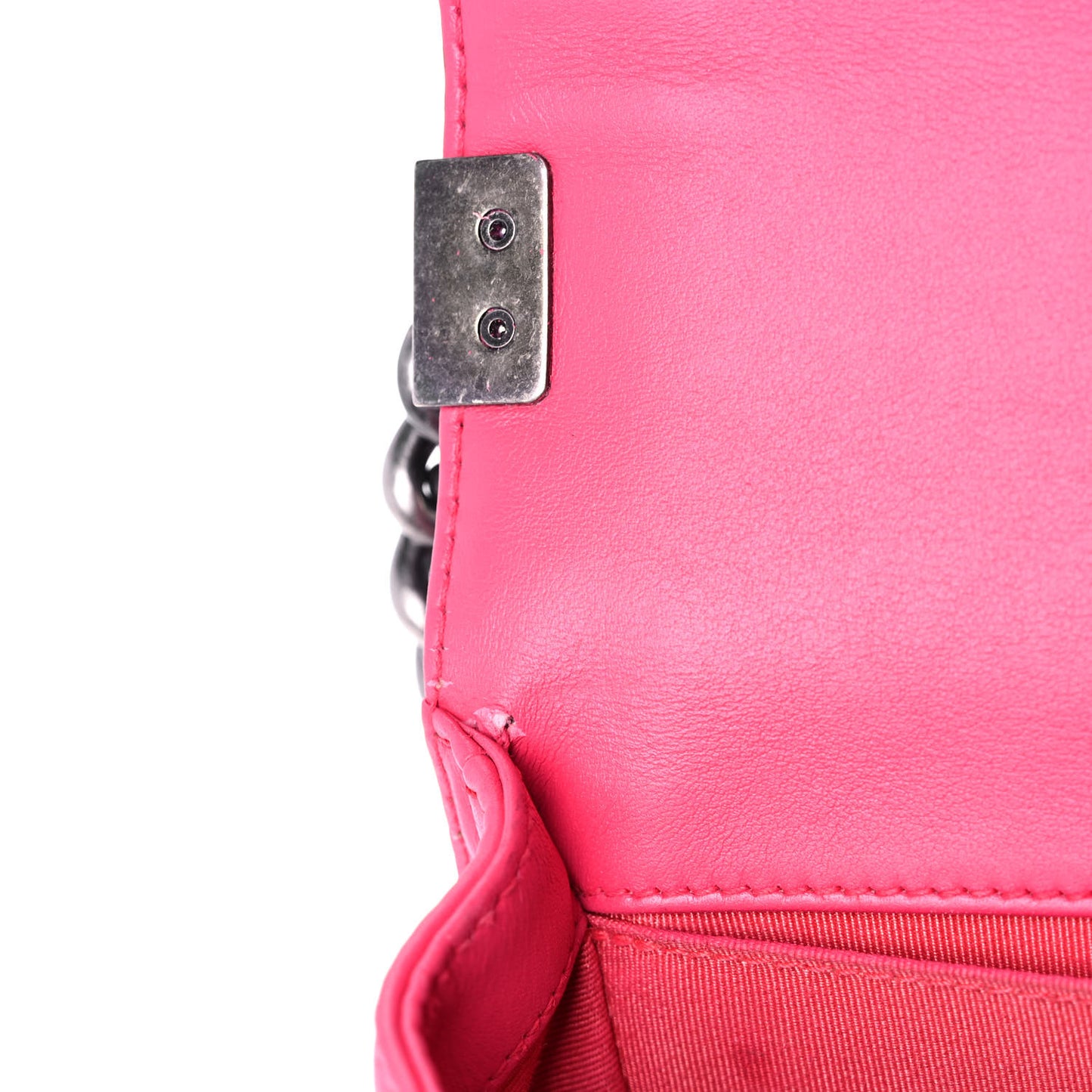 Patent Calfskin Enamel Quilted Medium Boy Flap Dark Pink