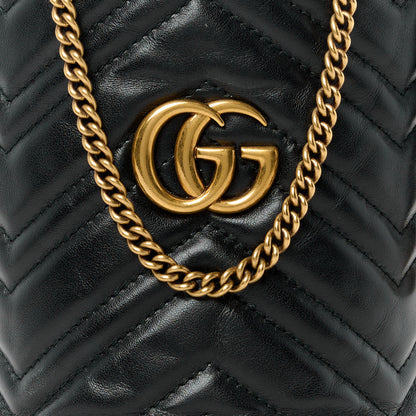 Gucci Calfskin Matelasse Mini GG Marmont 2.0 Bucket Bag Black 8 of 12