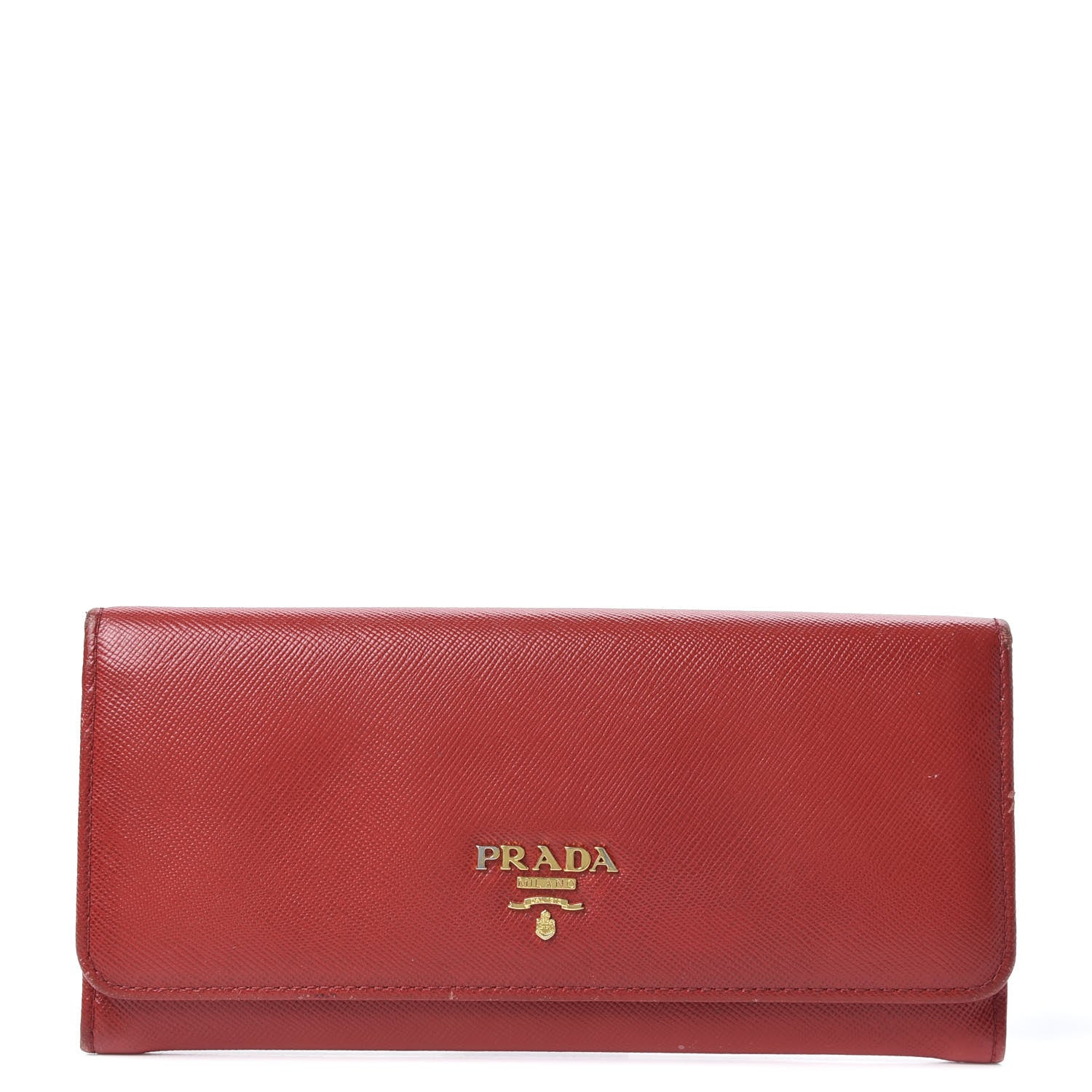 Prada Saffiano Metal Continental Flap Wallet Fuoco 1 of 7
