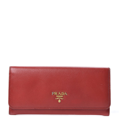 Prada Saffiano Metal Continental Flap Wallet Fuoco 1 of 7