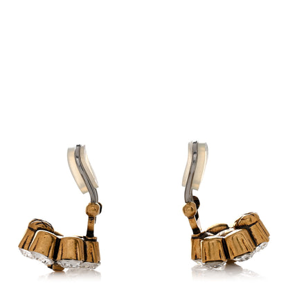 Gucci Metal Crystal Double G Clip On Earrings Aged Gold 3 of 4