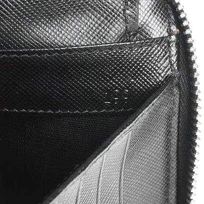 Prada Saffiano Metal Zip Around Travel Wallet Black 7 of 10