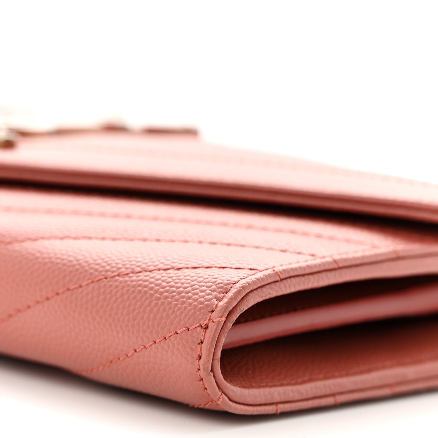 Saint Laurent Grain De Poudre Matelasse Chevron Small Monogram Chain Wallet Blush Fonce 11 of 12