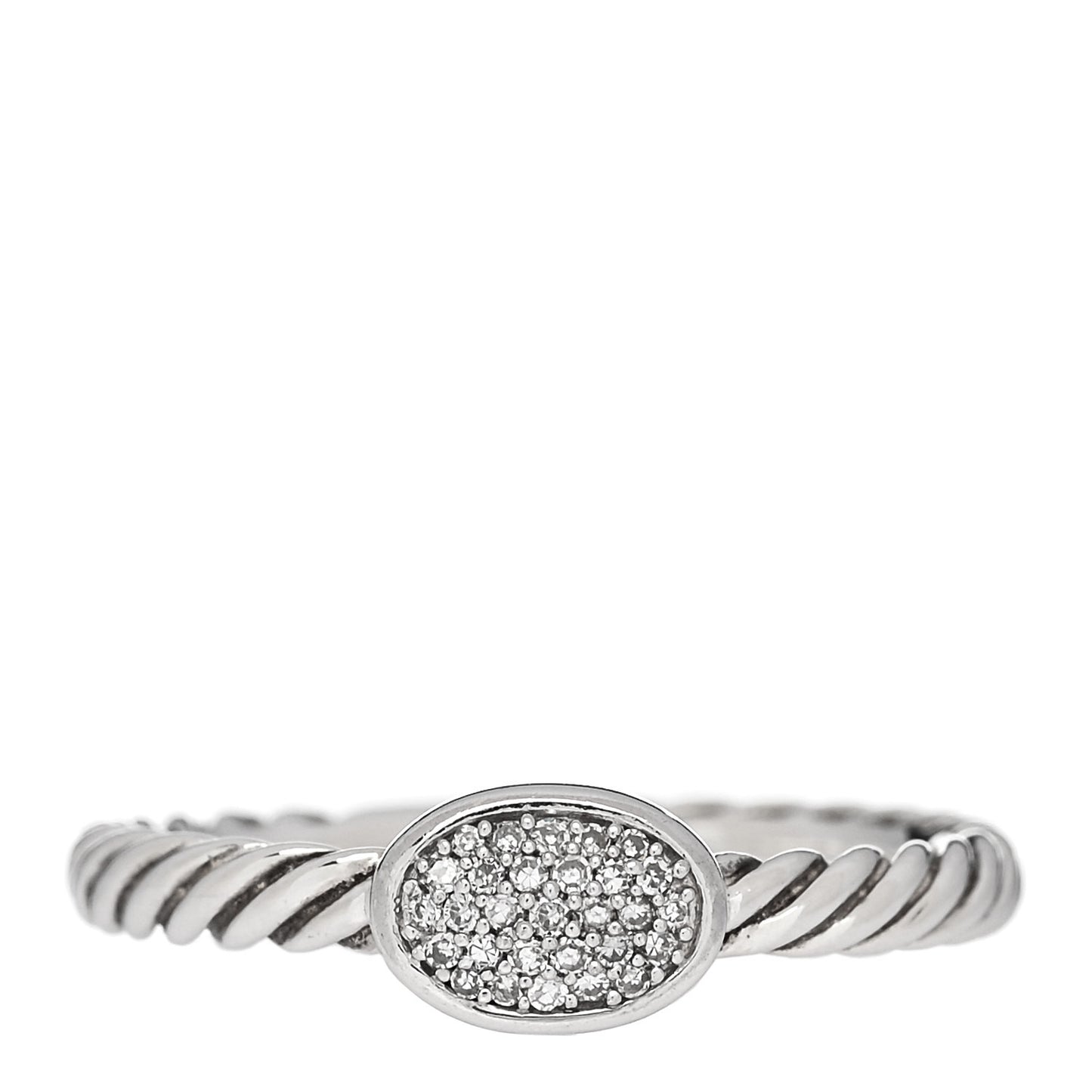 Sterling Silver Diamond Pave Cable Classics Oval Ring 54 7