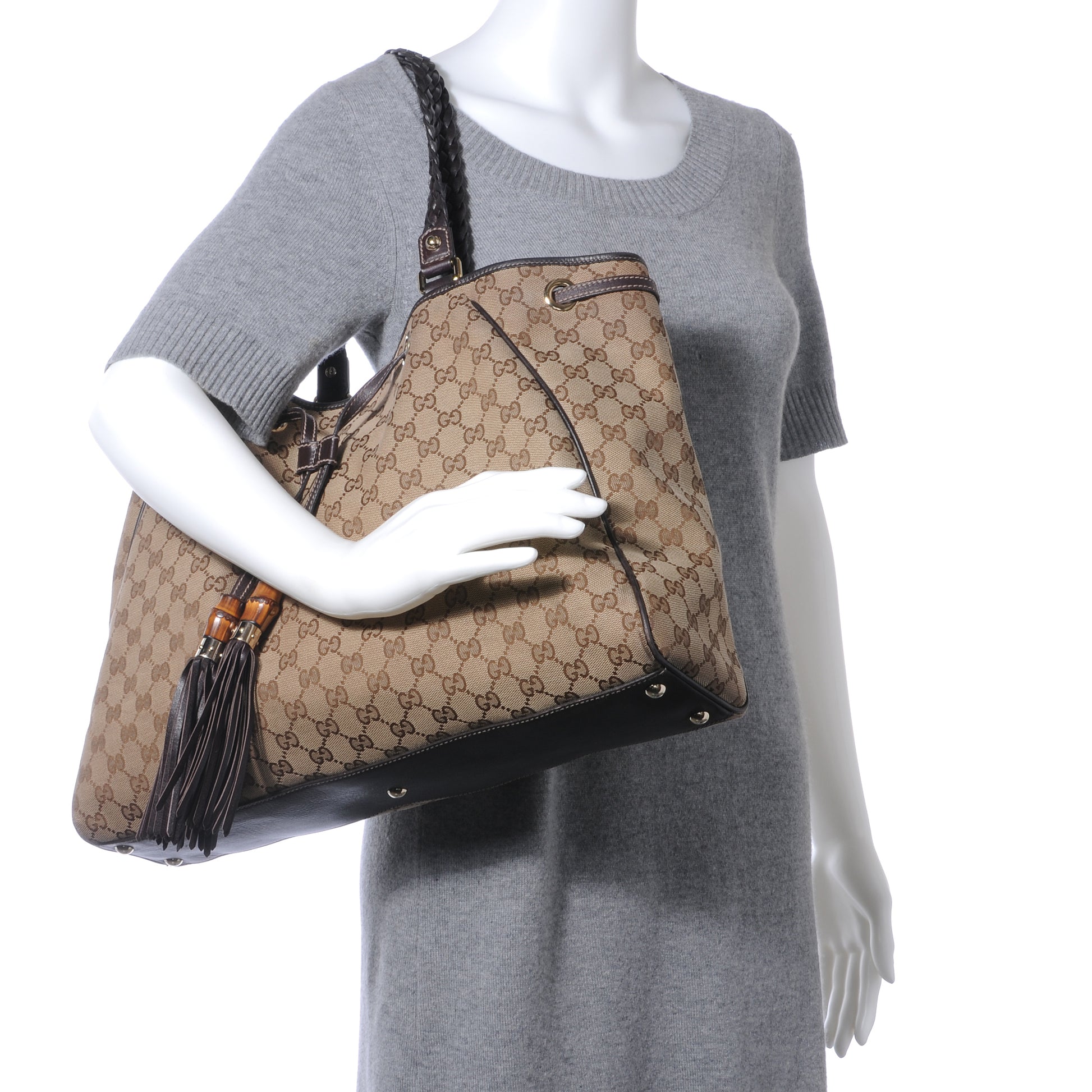 Gucci Monogram Peggy Braided Tote Ebony 2 of 8