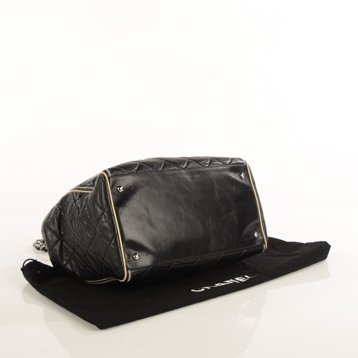 Chanel Lambskin Large North South Accordion Tote Black 4 of 7