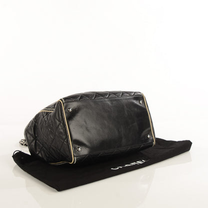Chanel Lambskin Large North South Accordion Tote Black 4 of 7
