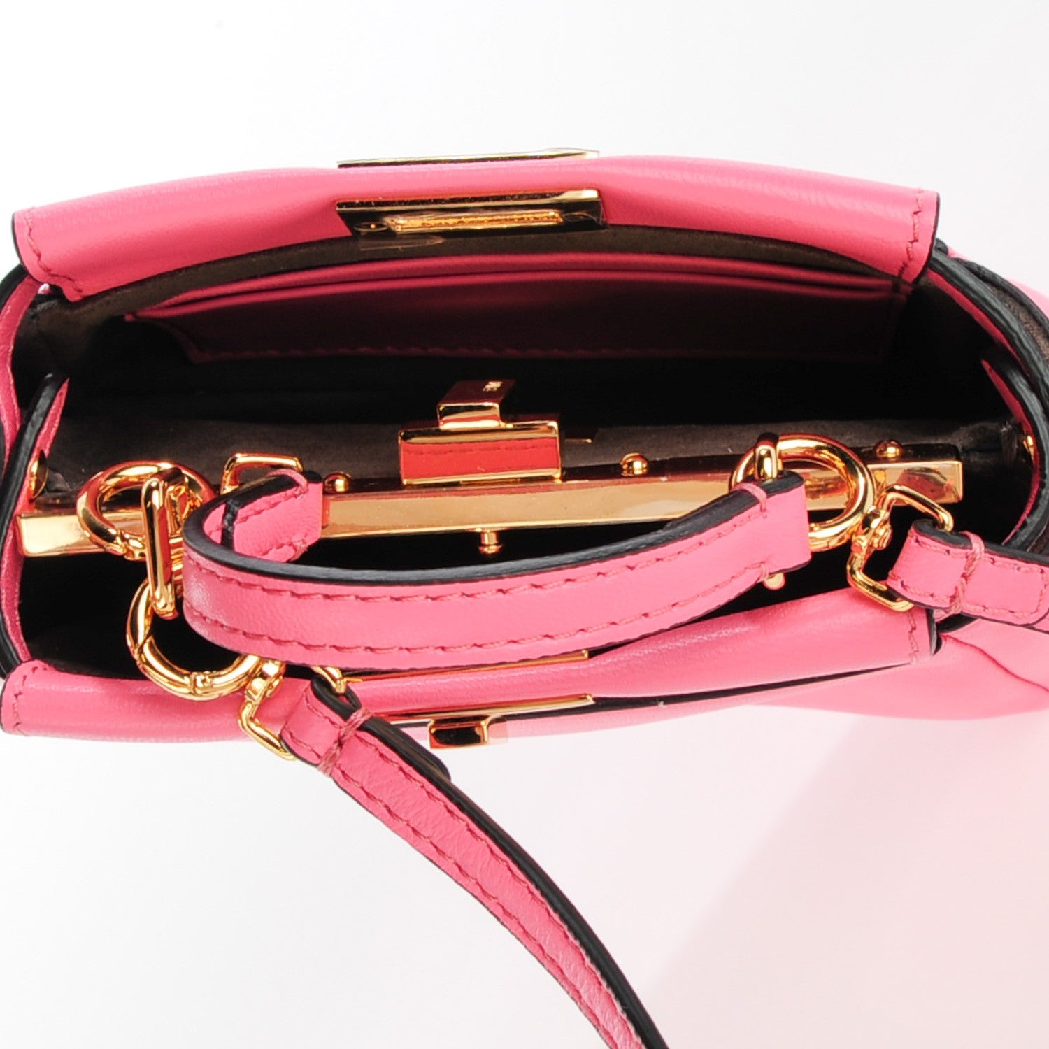Fendi Shiny Nappa Micro Peekaboo Iconic Satchel Rosa Fluo 5 of 8