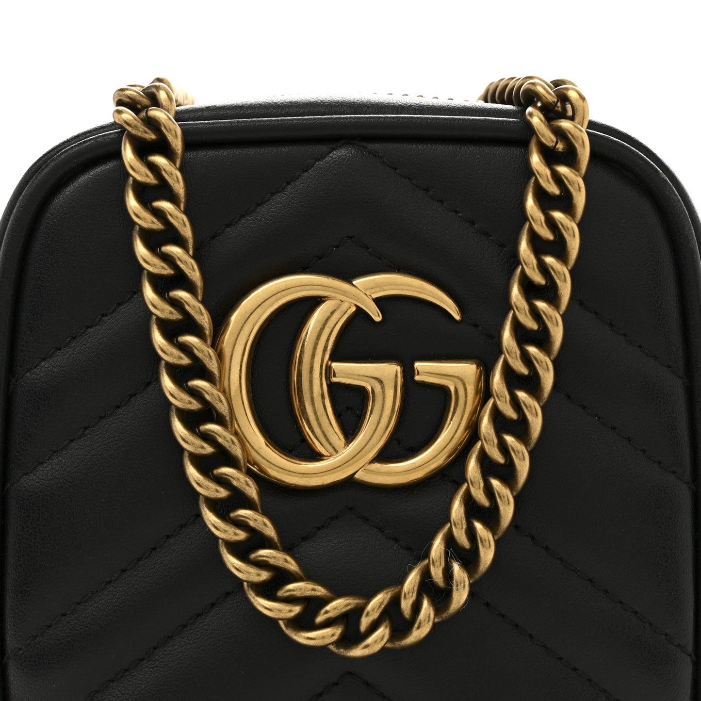 Calfskin Matelasse Mini GG Marmont Crossbody Bag Black