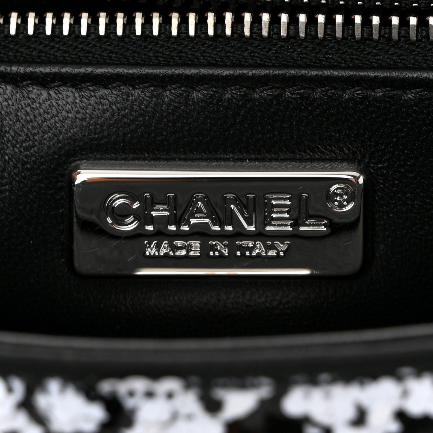 Sequin Houndstooth Medium Flap Black White